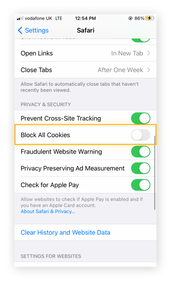 Como bloquear todos os cookies em um iPhone.